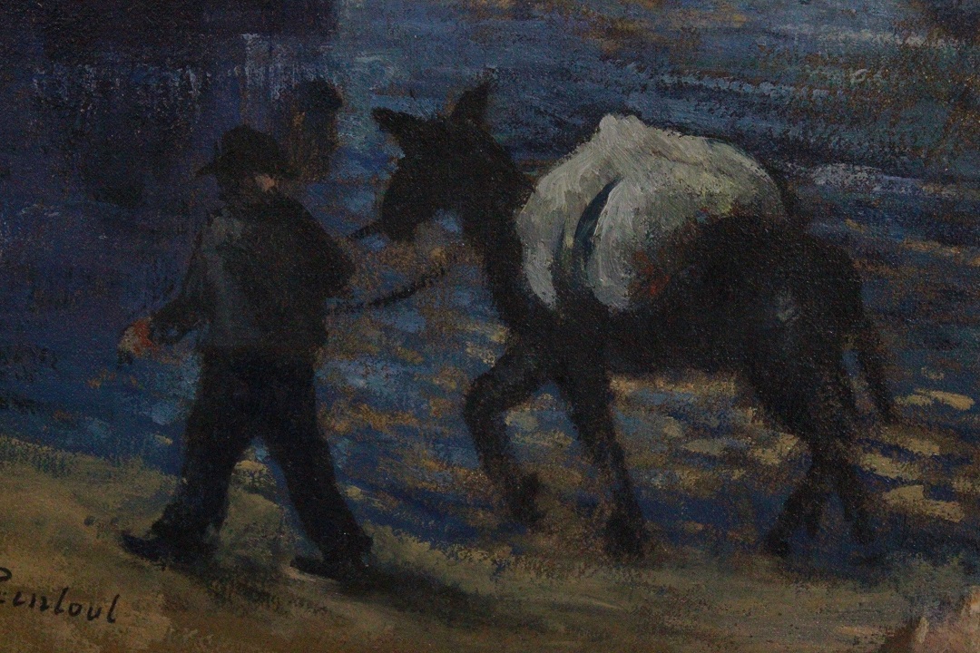 100_olio_su_tela_uomo_cammina_asino_ponte_firma_firmato_seconda_metà_Novecento_francese_Francia_FRA_1