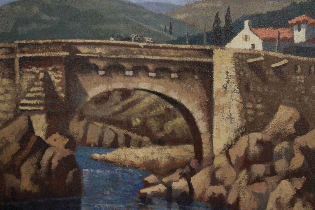 100_olio_su_tela_uomo_cammina_asino_ponte_firma_firmato_seconda_metà_Novecento_francese_Francia_FRA_3