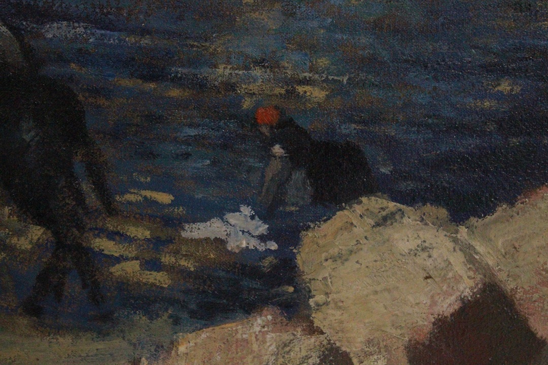 100_olio_su_tela_uomo_cammina_asino_ponte_firma_firmato_seconda_metà_Novecento_francese_Francia_FRA_5