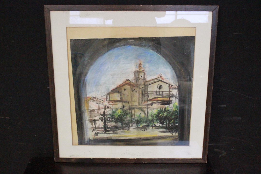 169_quadro_painting_cornice_frame_vetro_glass_pastello_su_carta_pastel_on_paper_paesaggio_landscape_1