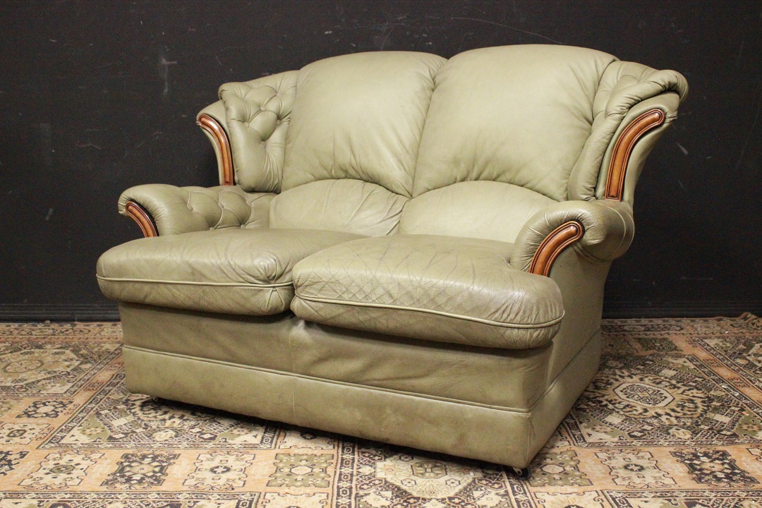 748_divano_sofa_chesterfield_2_two_due_posti_verde_green_inglese_english_pelle_leather_originale_original_bergere_0