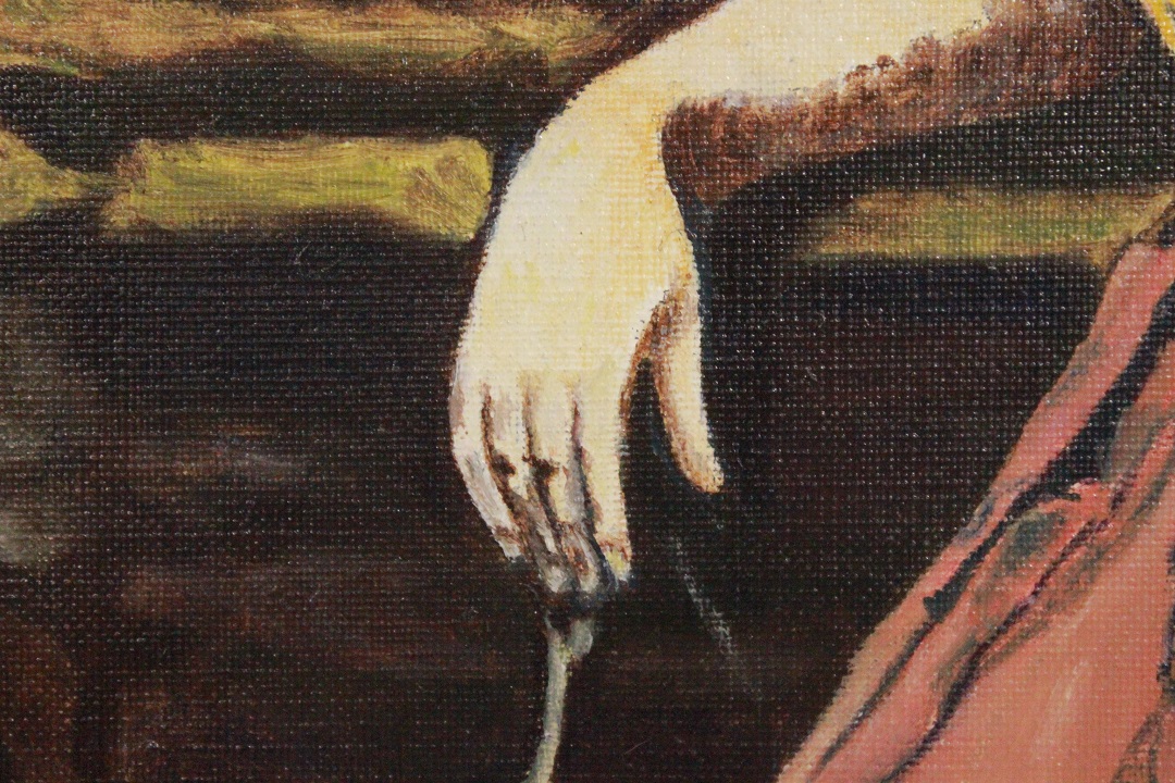 715_quadro_dipinto_olio_su_tela_painting_oil_on_canvas_fanciulla_damigiana_cornice_frame_firma_firmato_Corot_Francia_FRA_7