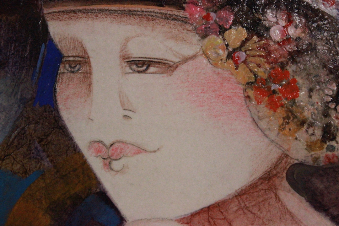 272_quadro_painting_olio_tela_oil_on_canvass_technique_titolo_osservando_title_watching_donne_women_Novecento_900_Brescianini_da_Rovato_firmato_signed_1