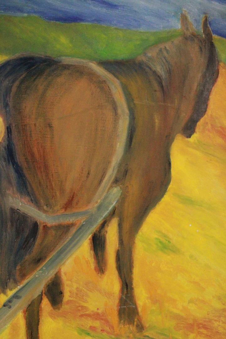 364_quadro_paint_olio_su_tela_oil_on_canvass_coppia_couple_asino_donkey_carro_campagna_firmato_signed_Simon_2