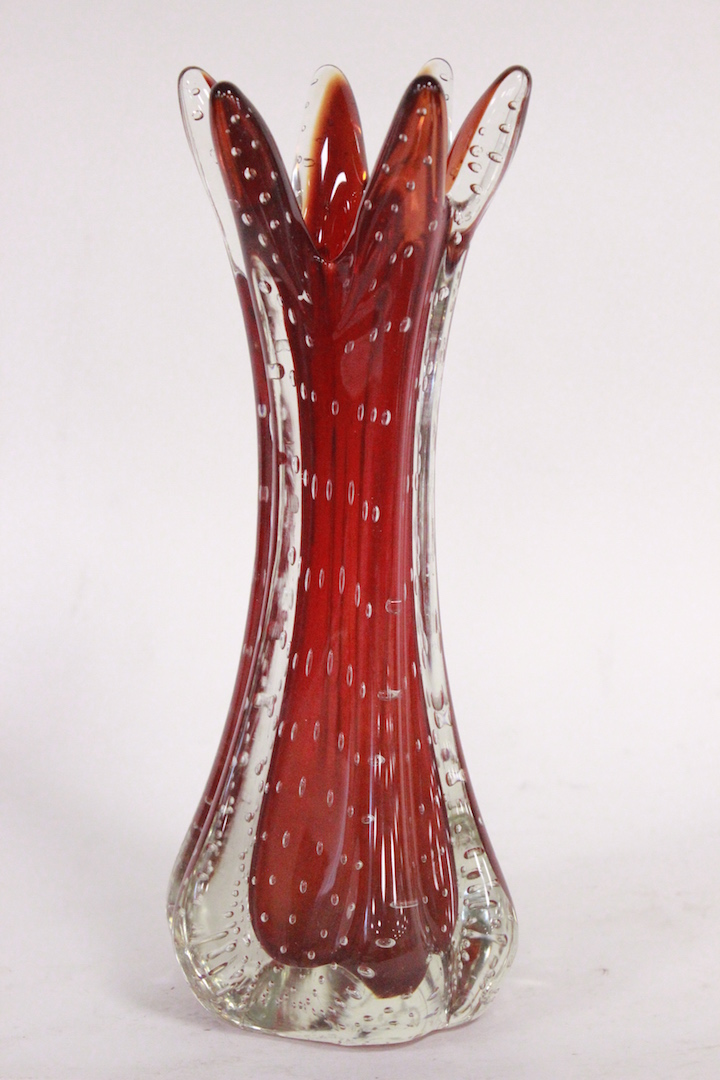 645_vaso_vase_rosso_red_bollicine_Murano_glass_vetro_firmato_signed_certificato_artigianato_made_in_Murano_Venezia_Venice_Brescia_Roncadelle_0