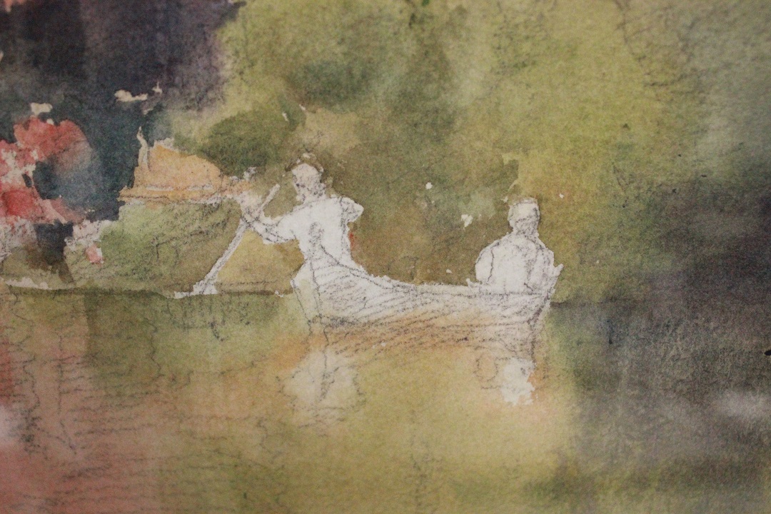 560_quadro_painting_cornice_frame_vetro_glass_tecnica_mista_mixed_technique_case_homes_lago_lake_matita_crayon_acquarello_watercolor_su_carta_on_paper_4