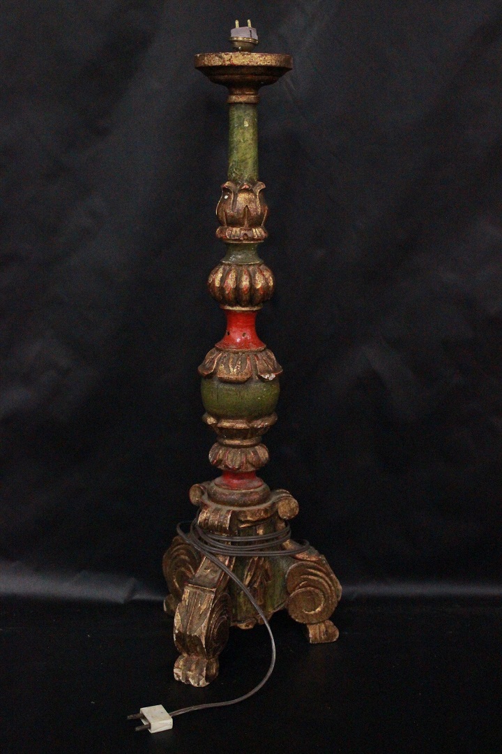 562_candelabro_candelabra_legno_wood_elettrico_electrical_decorato_decorated_colori_colors_Novecento_0