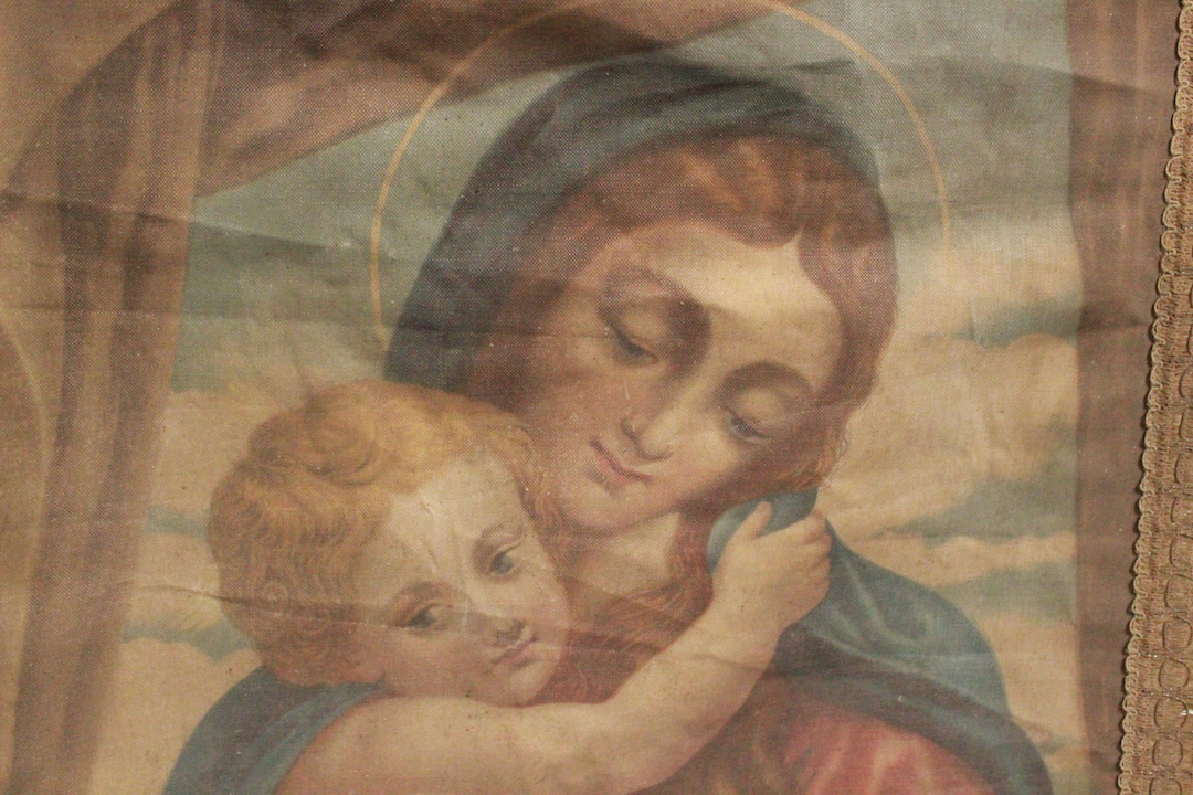 576_stendardo_Madonna_Gesù_bambino_tessuto_metallo_Jesus_child_metal_standard_1