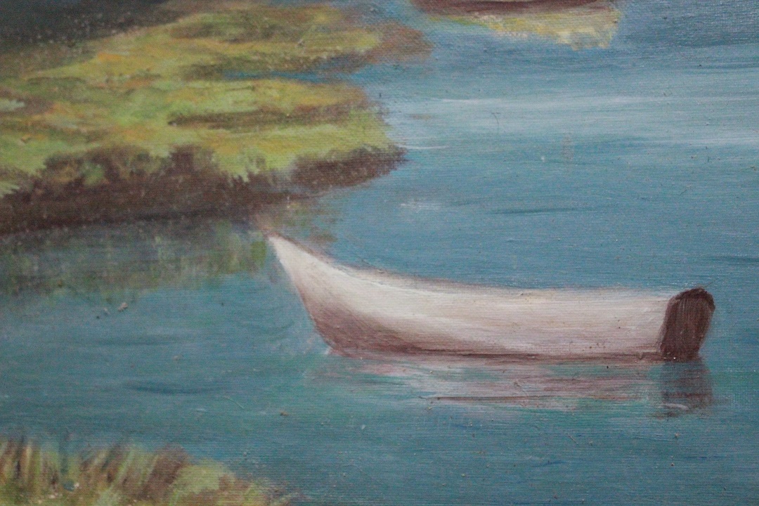 735_quadro_paint_paesaggio_landscape_lago_lake_barca-boat_firmato_signed_4