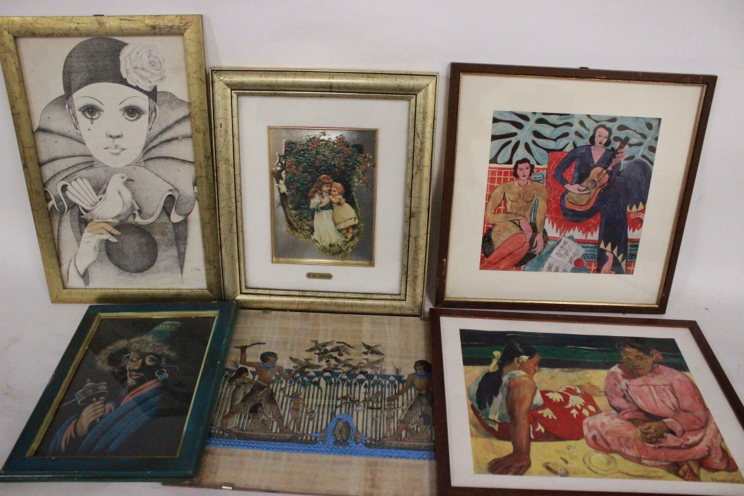 436_lotto_6_sei_stampe_cornici_legno_wood_frames_foto_tema_misto_tecnica_mista_opere_famose_0