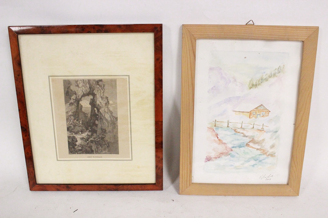 439_lotto_7_sette_stampe_cornici_legno_wood_frames_tema_misto_tecnica_1