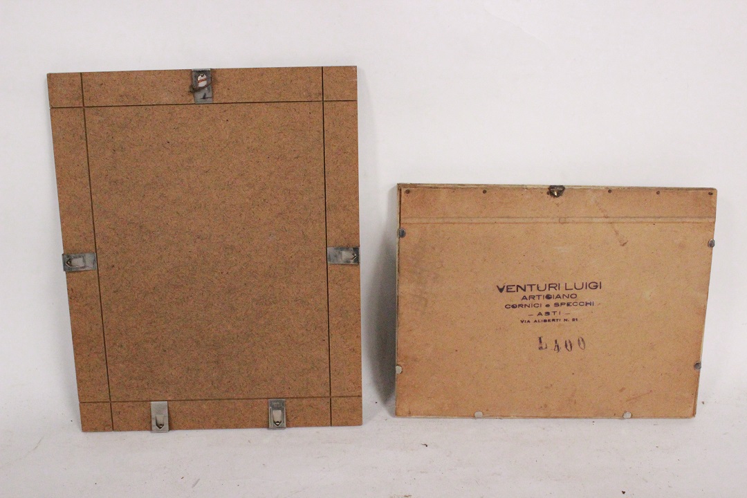 439_lotto_7_sette_stampe_cornici_legno_wood_frames_tema_misto_tecnica_4