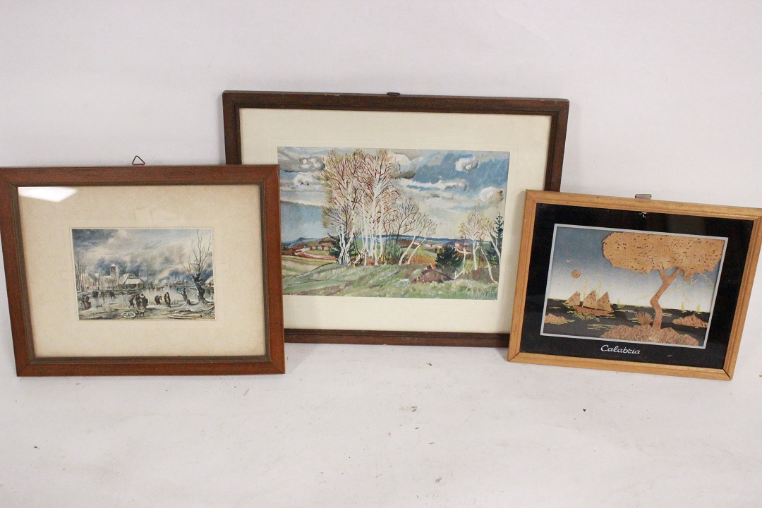439_lotto_7_sette_stampe_cornici_legno_wood_frames_tema_misto_tecnica_5
