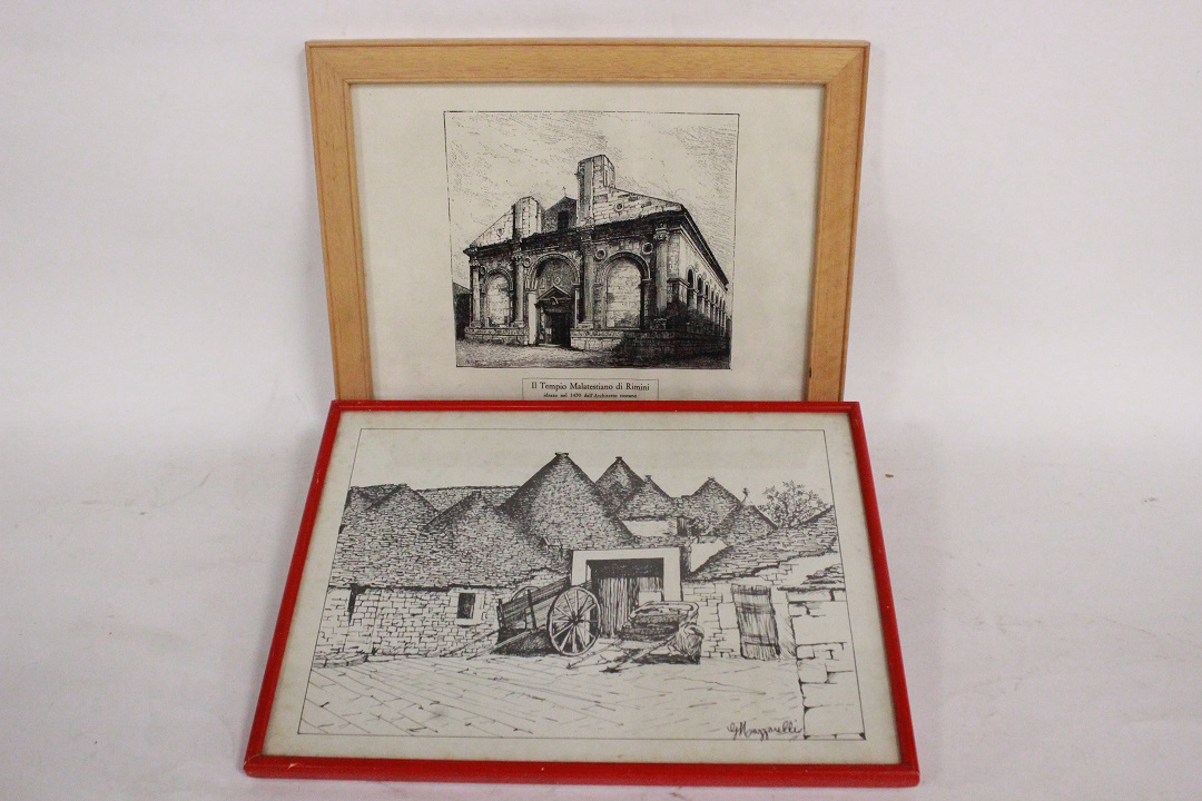 440_lotto_6_sei_stampe_cornici_legno_wood_frames_tema_misto_tecnica_5