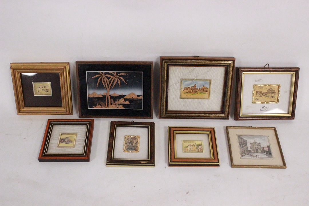 452_lotto_8_otto_stampe_cornici_legno_wood_frames_tema_paesaggistico_tecnica_mista_0