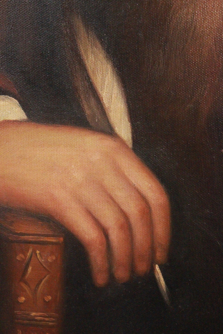 372_quadro_painting_olio_tela_oil_on_canvass_technique_cavaliere_knight_Novecento_900_Bonani_firmato_signed_cornice_frame_3