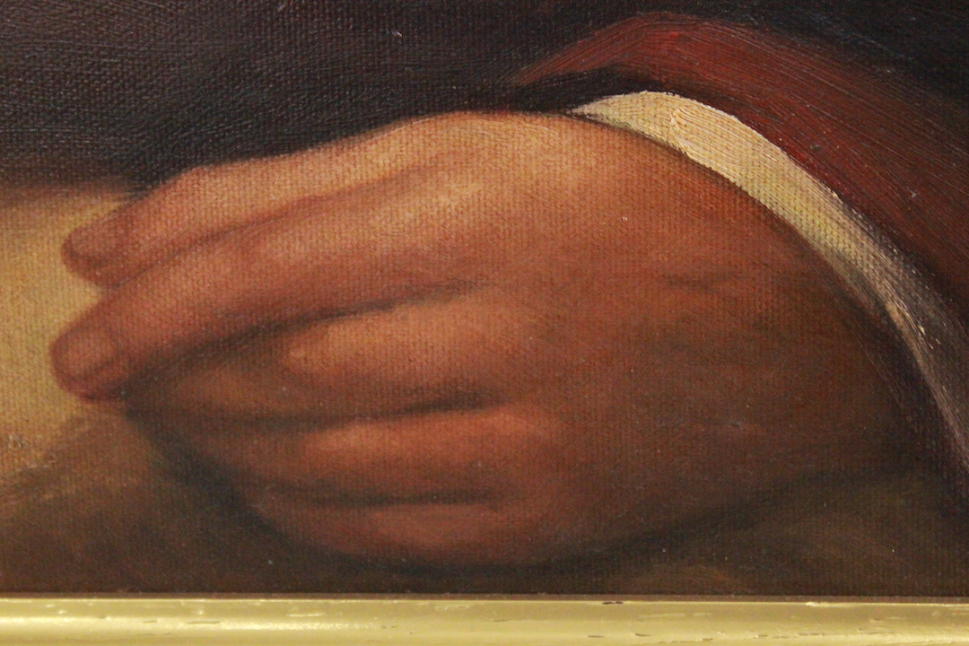 372_quadro_painting_olio_tela_oil_on_canvass_technique_cavaliere_knight_Novecento_900_Bonani_firmato_signed_cornice_frame_7