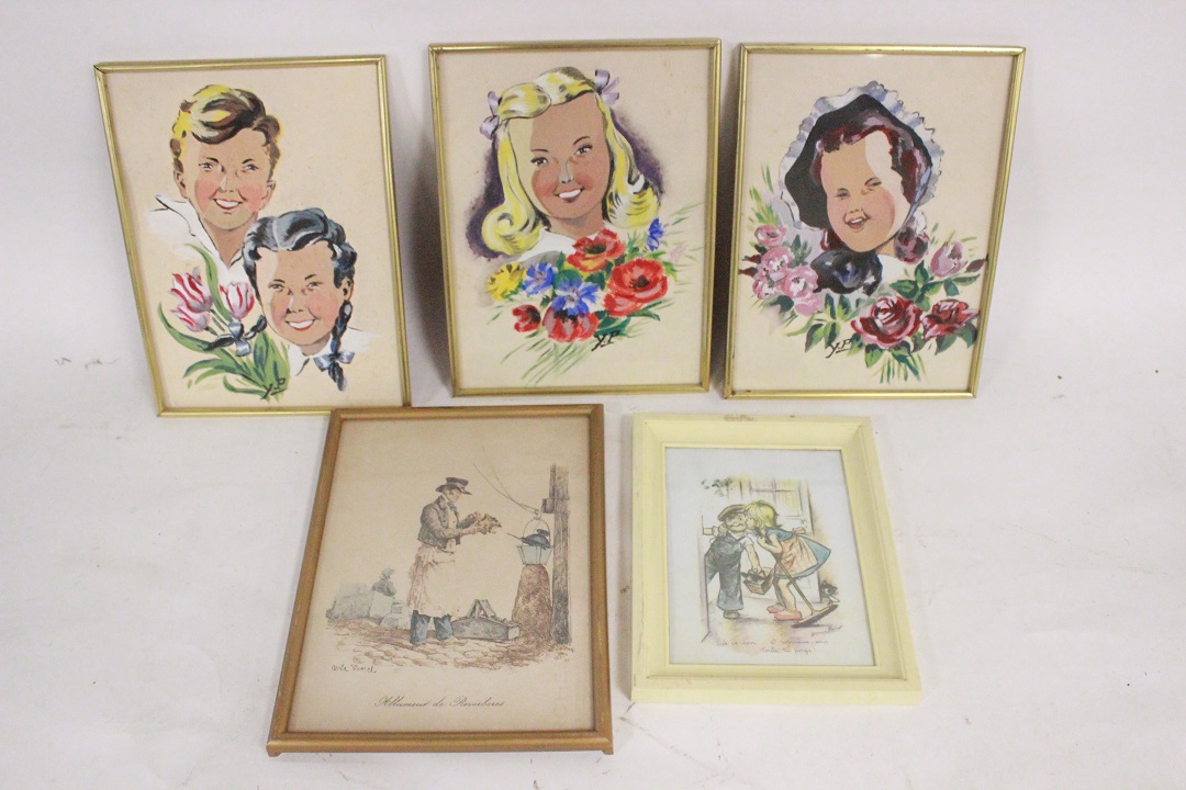 Lotto di cinque quadri/stampe di ritratti di bambini (472) – Divani  originali Chesterfield Brescia vendita e noleggio