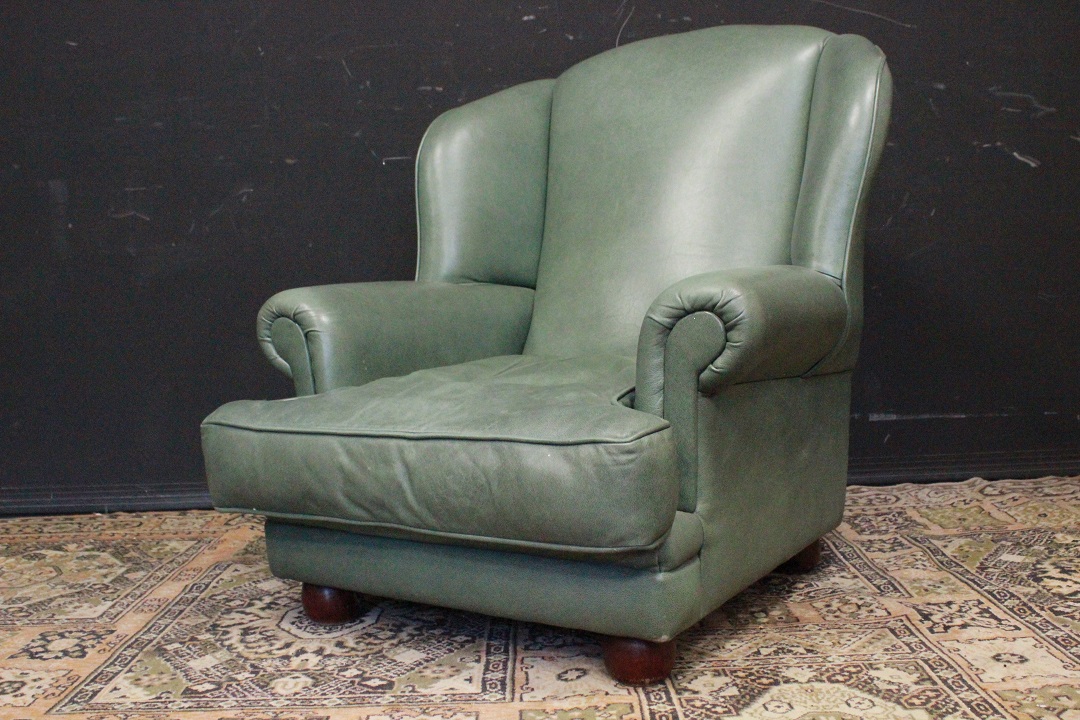 657_poltrona_bergere_armchair_anni_Novanta_90_pelle_verde_pallido_green_originali_inglesi_original_UK_english_0