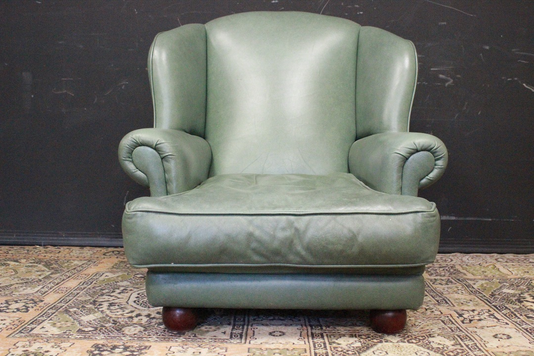 657_poltrona_bergere_armchair_anni_Novanta_90_pelle_verde_pallido_green_originali_inglesi_original_UK_english_2