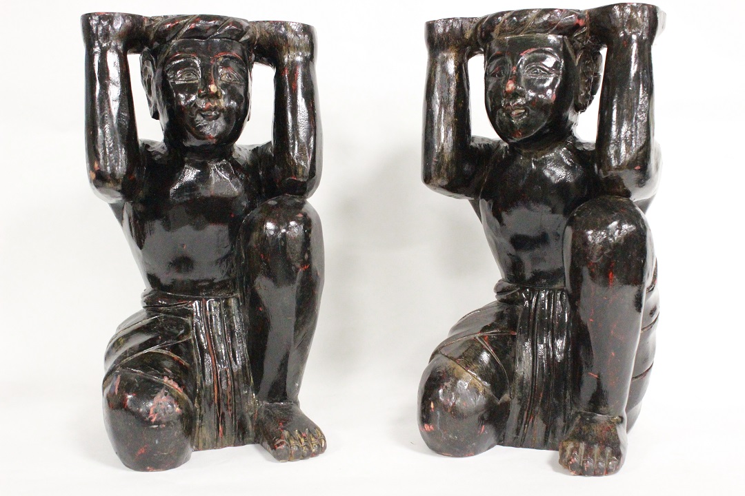 830_coppia_due_2_mori_scolpiti_legno_periodo_fine_1800_Ottocento_bolo_rosso_0