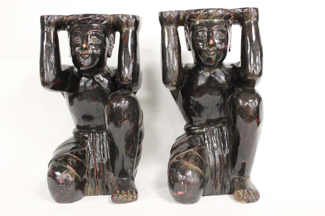 830_coppia_due_2_mori_scolpiti_legno_periodo_fine_1800_Ottocento_bolo_rosso_1