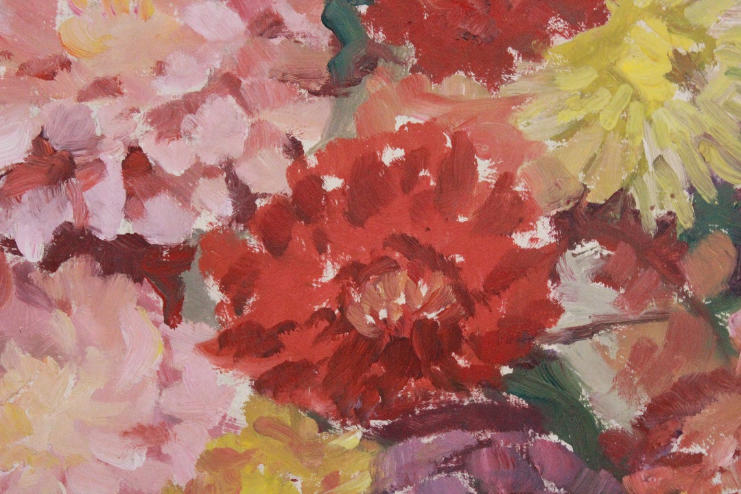 362_quadro_cornice_olio_su_faesite_vaso_fiori_tovaglia_Italia_firmato_autore_firma_ITA_metà_1900_1