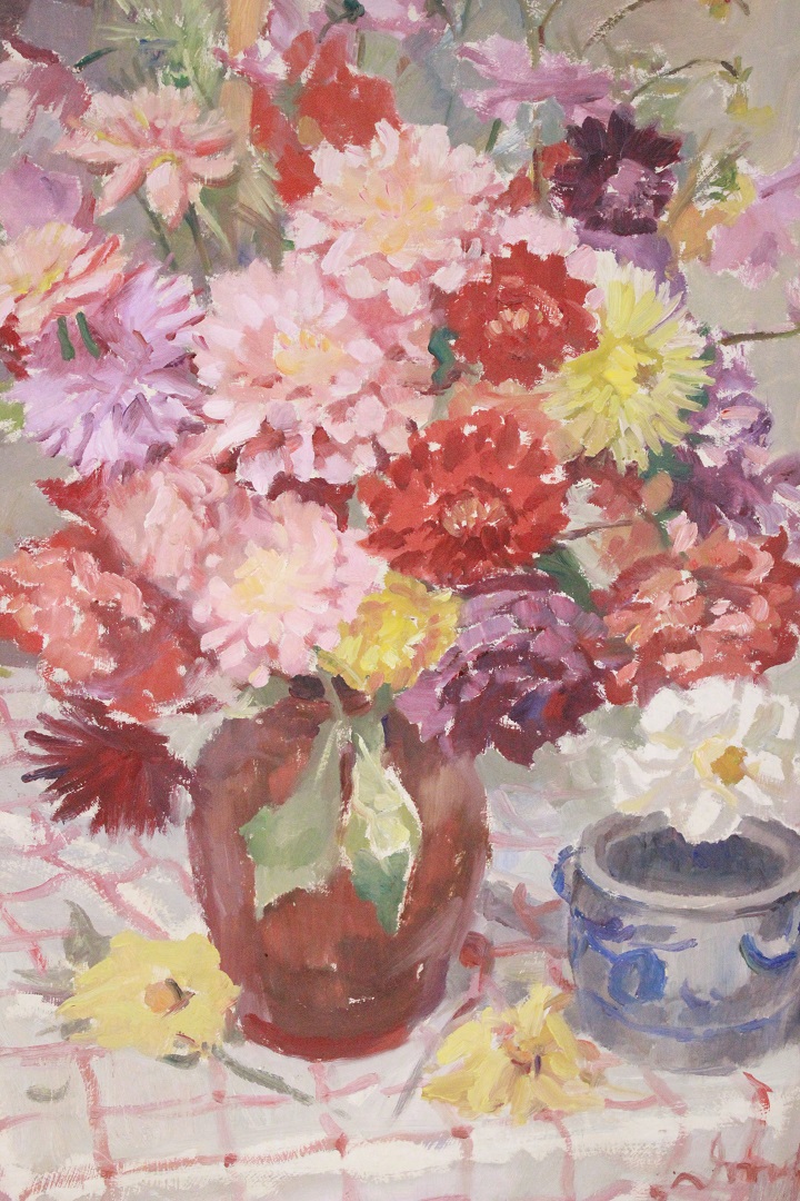362_quadro_cornice_olio_su_faesite_vaso_fiori_tovaglia_Italia_firmato_autore_firma_ITA_metà_1900_3