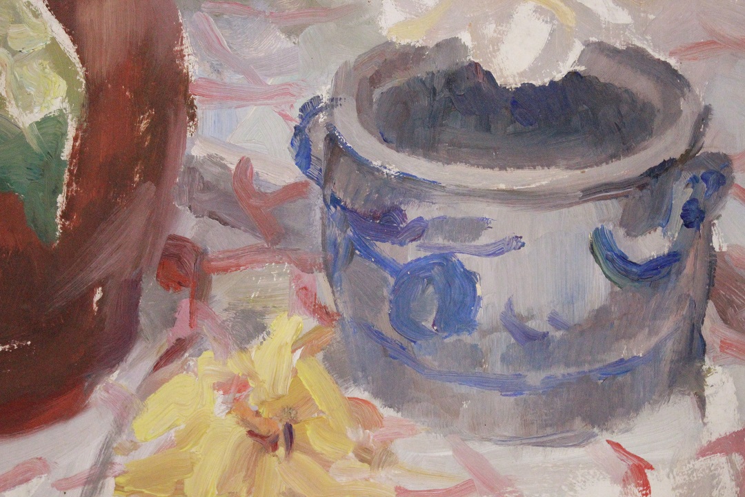 362_quadro_cornice_olio_su_faesite_vaso_fiori_tovaglia_Italia_firmato_autore_firma_ITA_metà_1900_7