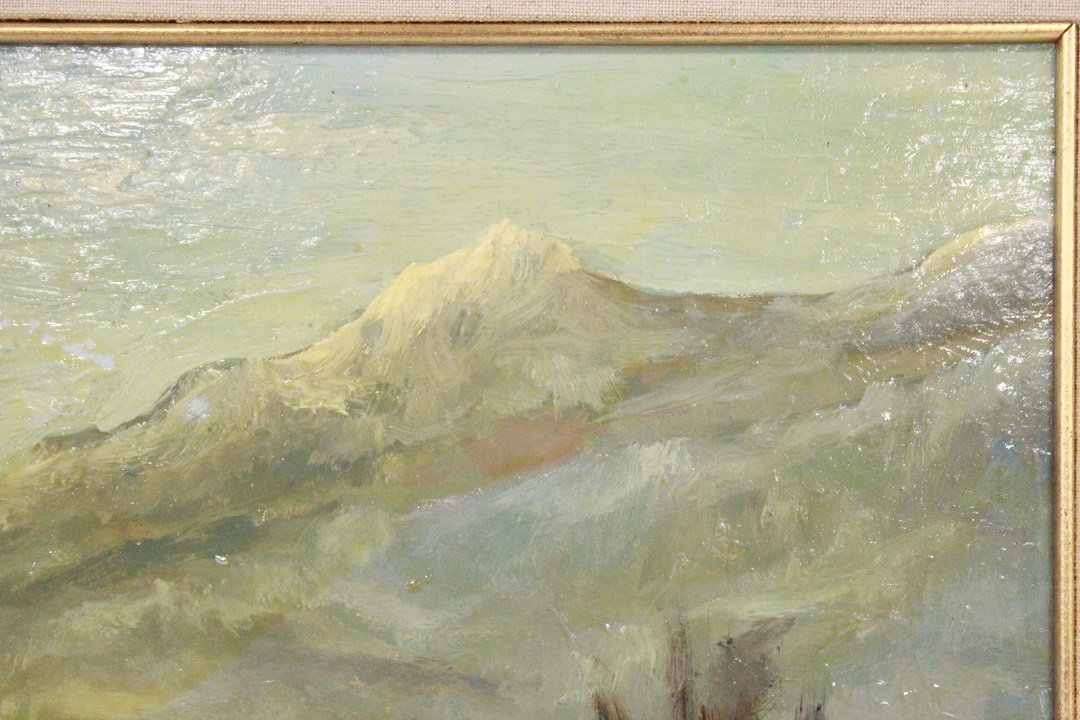 614_quadro_cornice_passepartout_olio_su_faesite_Italia_ITA_metà_1900_fiume_neve_7