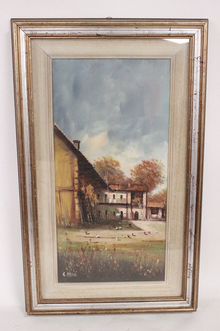 713_quadro_cornice_aia_campagna_olio_su_tela_firma_firmato_doppia_cornice_Italia_ITA_metà_1900_0