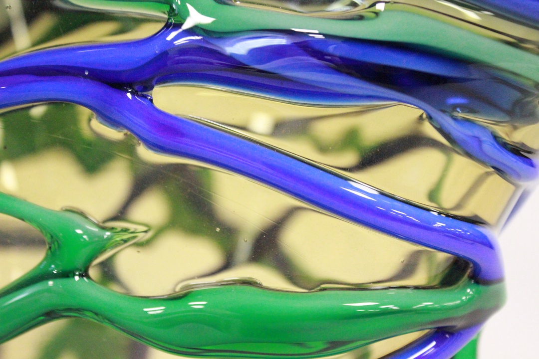 848_vaso_vase_Murano_glass_vetro_blu_giallo_linee_incrociate_firmato_signed_Cammozzo_certificato_artigianato_made_in_Murano_Venezia_Venice_Brescia_Roncadelle_11