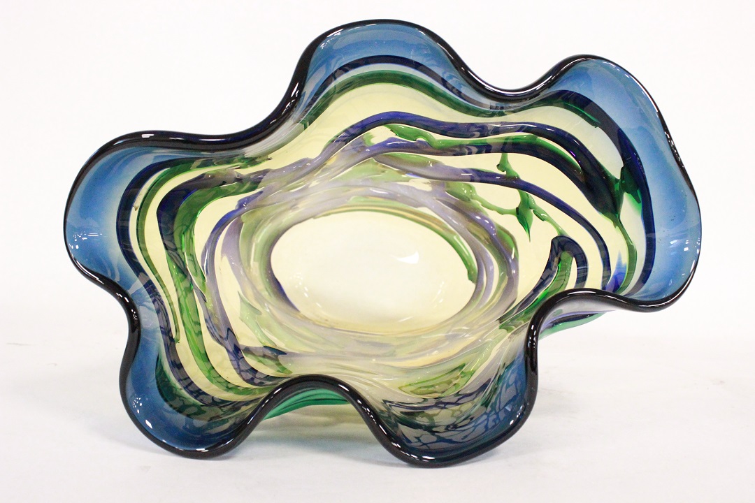 848_vaso_vase_Murano_glass_vetro_blu_giallo_linee_incrociate_firmato_signed_Cammozzo_certificato_artigianato_made_in_Murano_Venezia_Venice_Brescia_Roncadelle_13