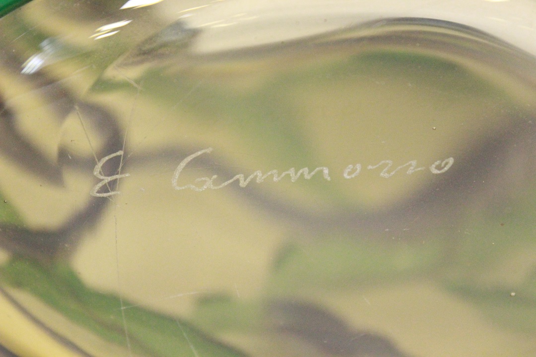 848_vaso_vase_Murano_glass_vetro_blu_giallo_linee_incrociate_firmato_signed_Cammozzo_certificato_artigianato_made_in_Murano_Venezia_Venice_Brescia_Roncadelle_15