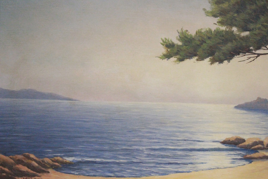 546_quadro_dipinto_olio_su_tela_painting_oil_on_canvas_landscape_paesaggio_marino_mare_sea_cornice_frame_firma_firmato_Francia_FRA_2