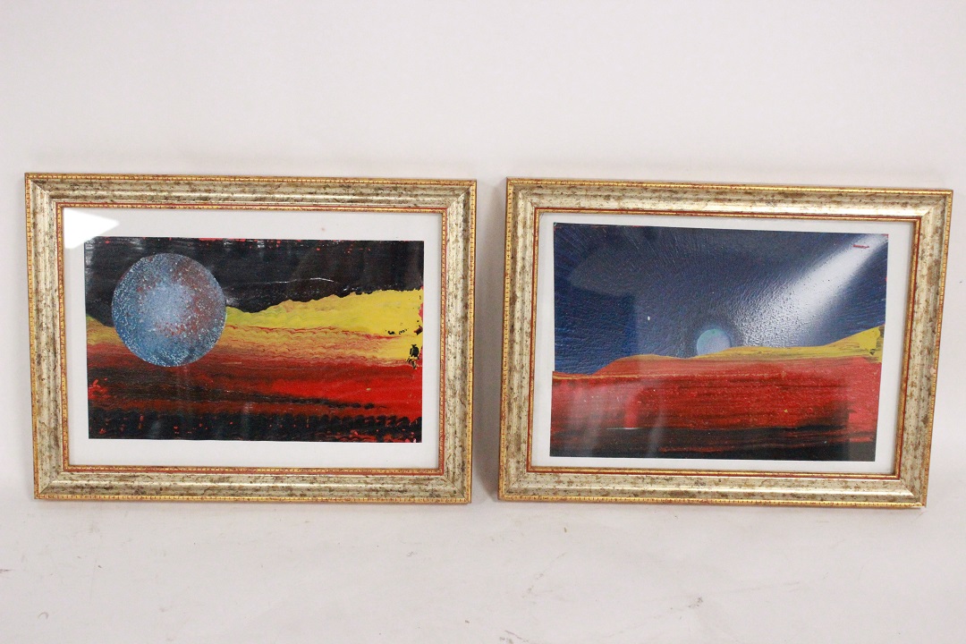 860_coppia_due_2_quadro_tecnica_mista_su_carta_Manfrini_F._ITA_Italiano_Italia_rosso_giallo_luna_argento_0
