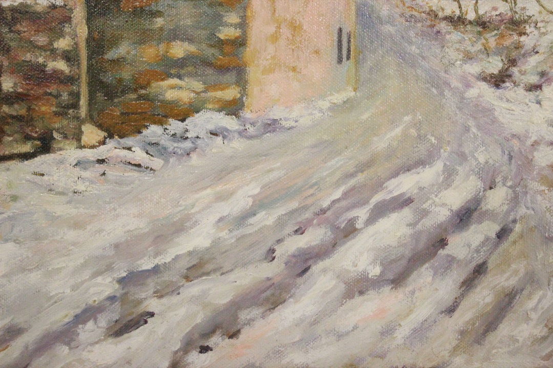 899_quadro_dipinto_olio_su_tela_painting_oil_on_canvas_cascina_neve_paesaggio_cornice_frame_firma_firmato_Corot_1982_Francia_FRA_6