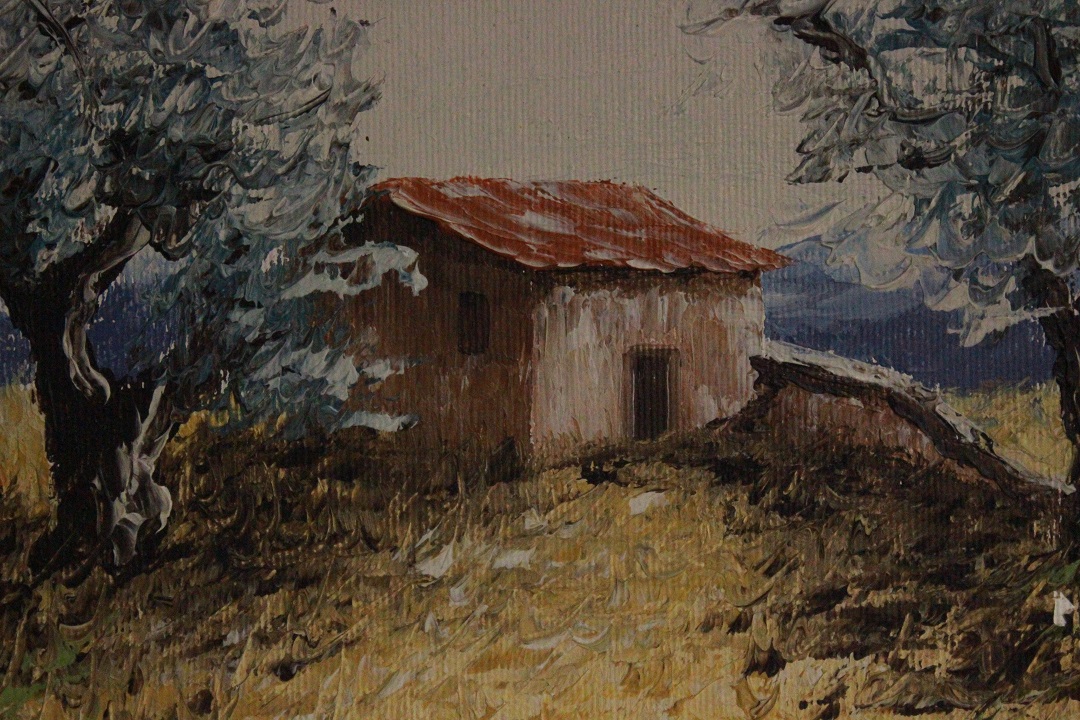 179_quadro_olio_tela_casa_campagna_firmato_firma_Francese_FRA_1