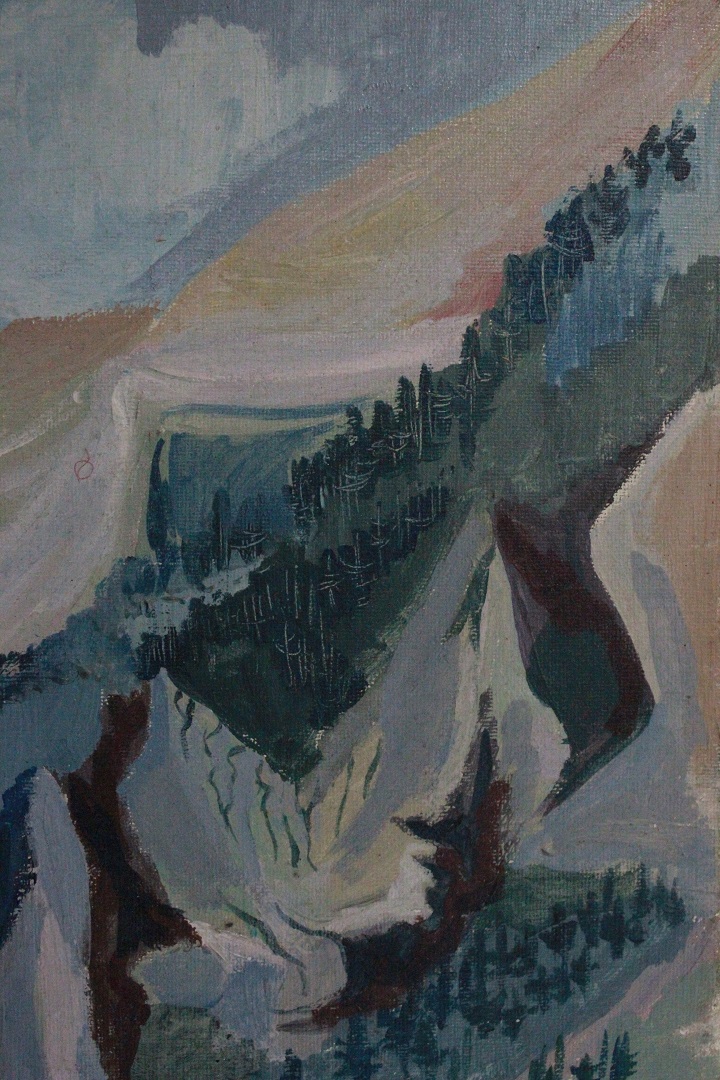 922_quadro_dipinto_olio_tela_cappella_montagna_neve_firmato_firma_Clarizot_1989_Francese_FRA_3