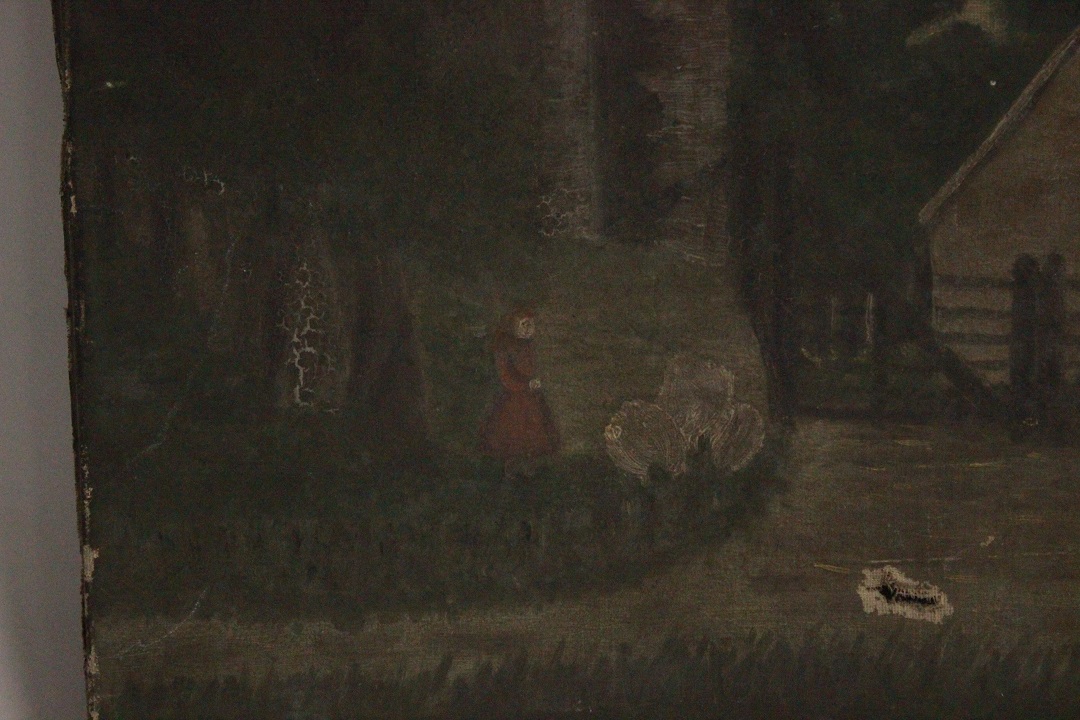 926_quadro_dipinto_olio_tela_cappuccetto_rosso_firma_firmato_provenienza_Francese_FRA_5