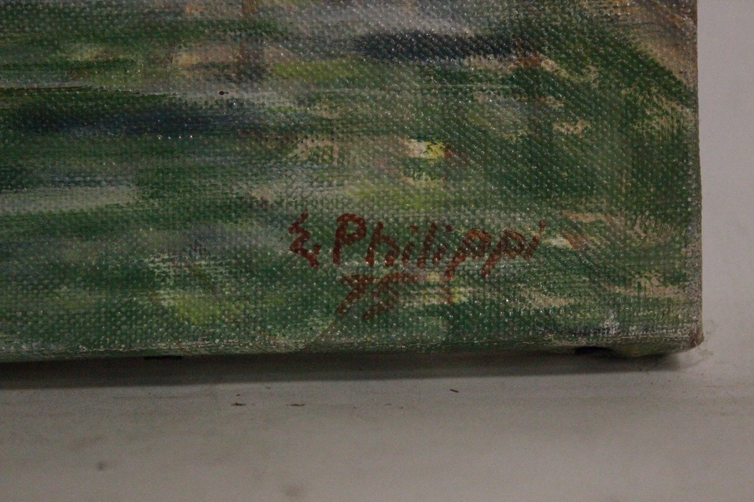 930_quadro_olio_tela_le_vieux_point_ponti_firmato_firma_E.Philippi_75_Francese_FRA_2