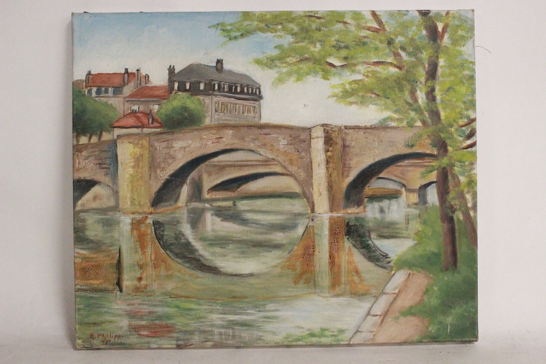 930_quadro_olio_tela_le_vieux_point_ponti_firmato_firma_E.Philippi_75_Francese_FRA_9