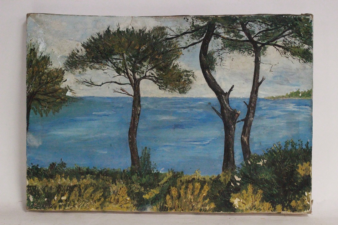 934_quadro_dipinto_olio_tela_pini_mare_firma_firmato_Bouvila_provenienza_Francese_FRA_0