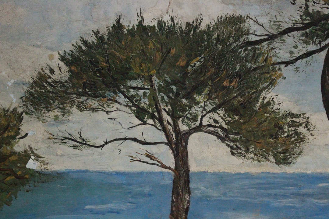 934_quadro_dipinto_olio_tela_pini_mare_firma_firmato_Bouvila_provenienza_Francese_FRA_2