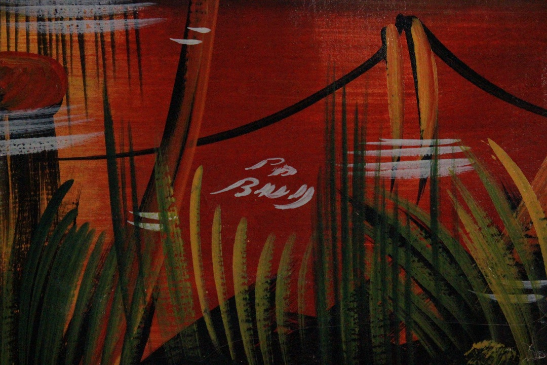 938_quadro_dipinto_olio_tela_Africa_palme_mare_paesaggio_firma_firmato_provenienza_Francese_FRA_1