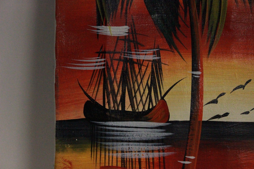 938_quadro_dipinto_olio_tela_Africa_palme_mare_paesaggio_firma_firmato_provenienza_Francese_FRA_2