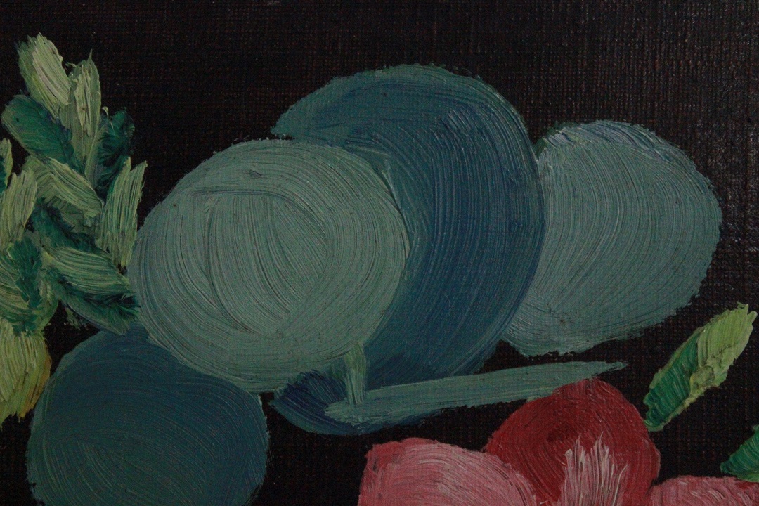 942_quadro_dipinto_olio_tela_vaso_fiori_sfondo_nero_autore_sconosciuto_ignoto_provenienza_Francese_FRA_2