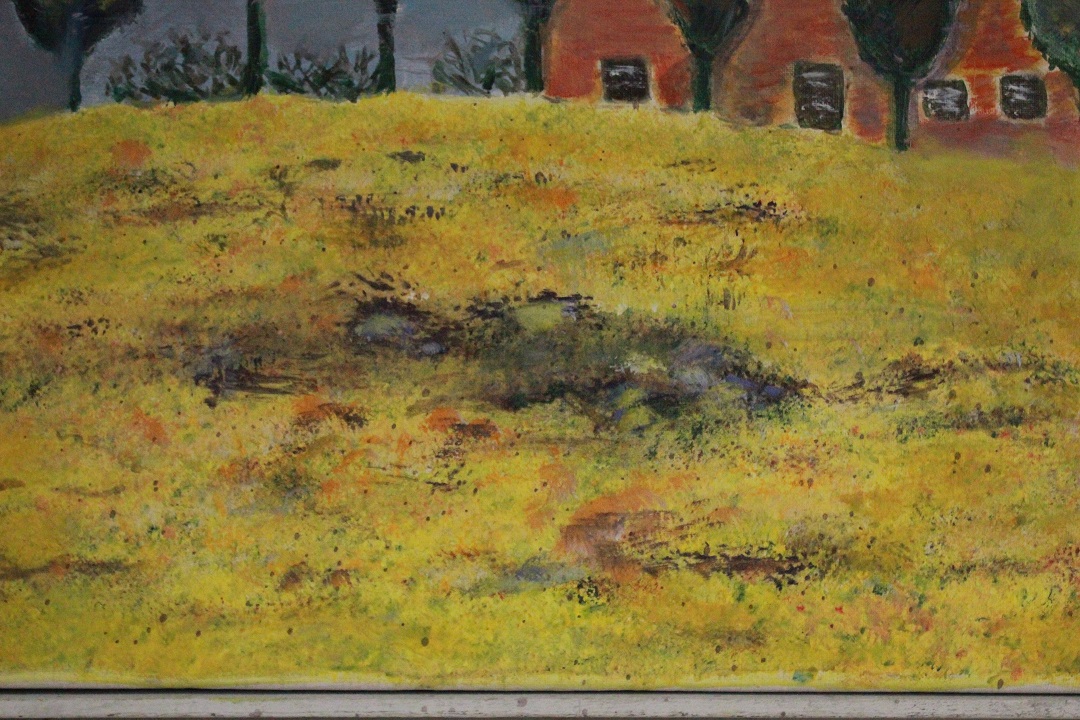 944_quadro_dipinto_olio_tela_paesaggio_campagna_campo_grano_cascina_firma_firmato_provenienza_Francese_FRA_5