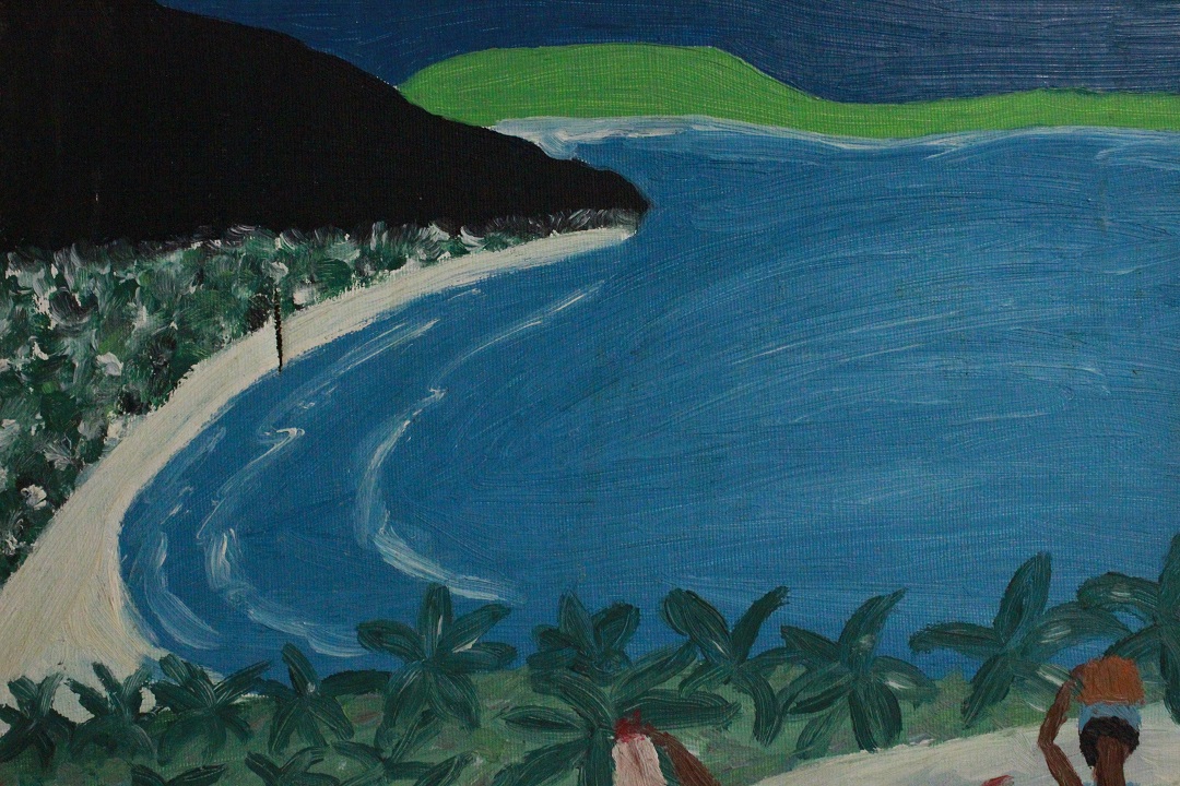 948_quadro_dipinto_olio_tela_gruppo_africani_mare_paesaggio_autore_sconosciuto_provenienza_Francese_FRA_2