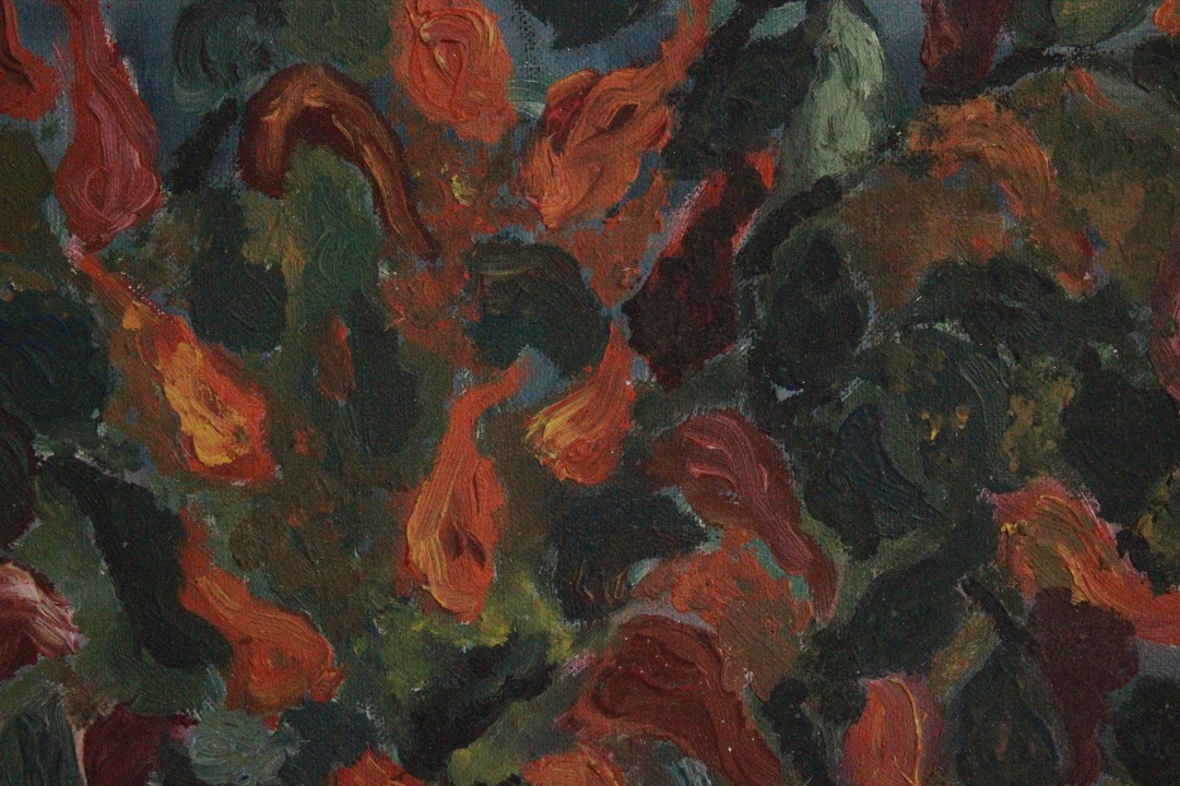 952_quadro_dipinto_olio_tela_vaso_peperoncino_sfondo_cittadino_autore_sconosciuto_ignoto_provenienza_Francese_FRA_1